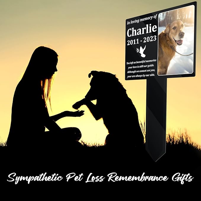Personalized Pet Memorial Grave Markers Dog in Picture Deceased Customized Dog Rememberance Passing Away Heartfelt Sentimental Quote Frame Gift for Pet Owner Christmas Meaningful Birthday Gift