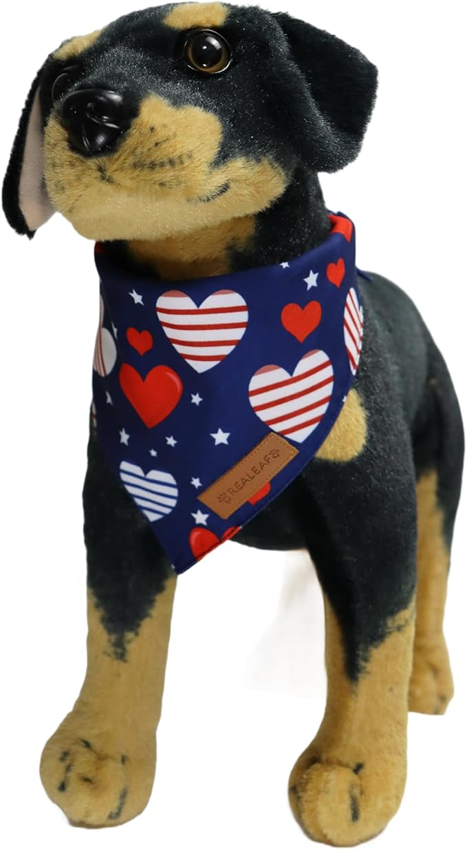 Realeaf 4th of July Dog Bandanas 2 Pack, Reversible American Flag Pet Scarf for Boy and Girl, Premium Durable Fabric, Patriotic Bandana for Small and Medium Dogs (Small)