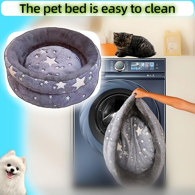 Dog Beds,Cats Beds, for Small Indoor Outdoor Dogs Cats Fluffy ,Calming,Round Beds,Anxiety,Washable,with Anti-Slip Bottom,Dark Grey-X-Large