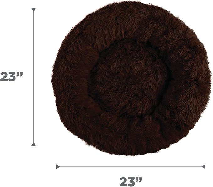 Best Friends by Sheri (or PAWSH Original Calming Donut Dog and Cat Bed, Shag Faux Fur, Dark Brown, Small (23in x 23in) - Helps Provide Anxiety Relief for Pets