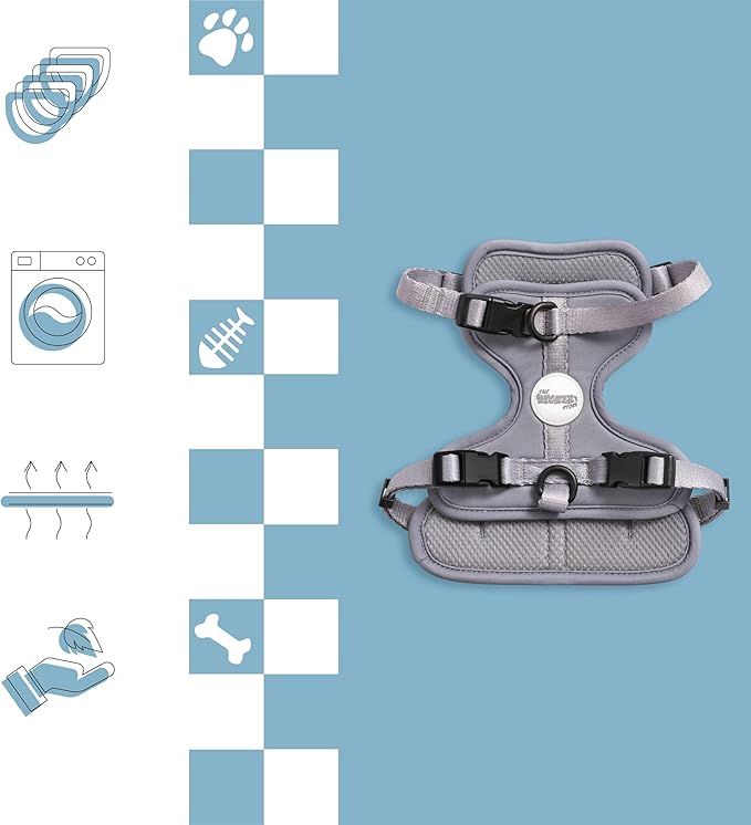 HNS1001N Arlo Small Adjustable Soft Padded No Pull Pet Harness with 3 Buckles and 3 Leash Clips, Martini