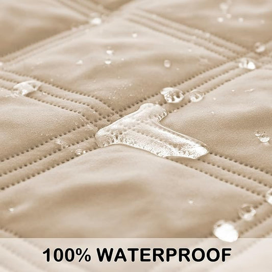 fuguitex Waterproof Dog Blanket, Pet Friendly Reversible Throw Essential for Small Dogs, Tear Resistant Leakproof Washable Couch Cushion Bed Protector Cover for Indoor Furniture(40"*50",Beige+Cream