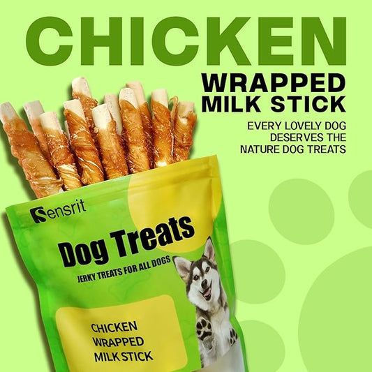 Chicken Wrapped Milk Stick Dog Treats - Crunchy Milk Bones with Real Chicken - Supports Healthy Bones & Teeth, Perfect for Puppies and Small Dogs