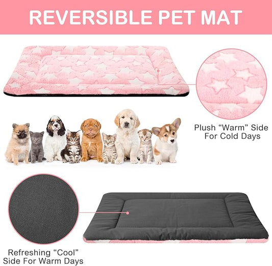 VitalCozy 4 Pcs Winter Dog Crate Pads, Ultra Soft Warm Washable Dog Cat Bed Mat for Pet Crate Comfortable Replaceable Reversible Kennel Pad for Small, Medium, Large Dogs(18 x 24 x 1.6 Inch,Colorful)