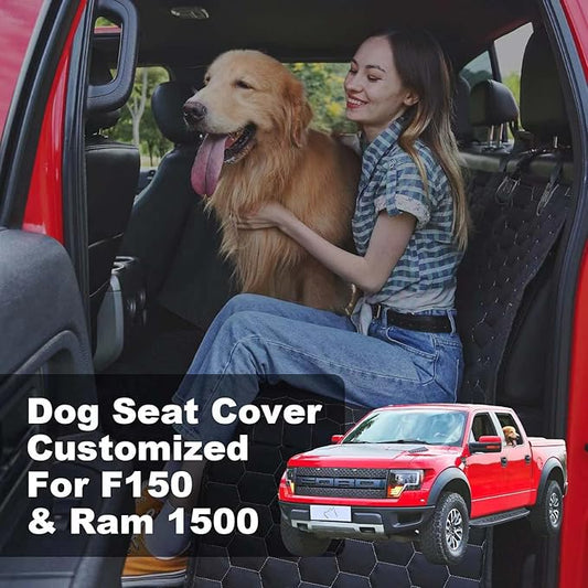 Dog Car Seat Cover for Trucks, Back Seat Pet Cover for Dogs F150 Ram 1500, Waterproof Dog Hammock for Truck with Mesh Window Heavy Duty Seat Cover for F-Series/GMC Sierra/Silverado