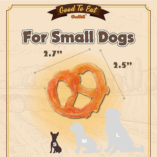 Gootoe Turkey Tendons for Dogs – All-Natural, Hypoallergenic Dog Treats, Rawhide Alternative, Long Lasting Puppy Chews, Healthy Dog Treats for Small Breeds, Pretzel (S), 6 Count Pack