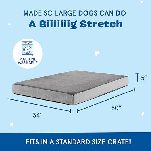 Barkbox Orthopedic Dog Bed with Memory Foam, Premium Comfort for Dogs and Puppies, Dog Bed for Joint Relief and Restful Sleep, Durable and Easy to Clean - Grey, XXL