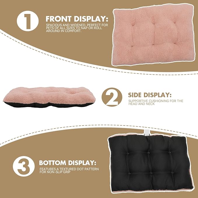 Athena Collection Small Dog Bed, 28 Inches Washable Dog Crate Bed for Small Dogs Puppy Cats Pets, Faux Fir Calming Crate Pad Warming Cozy Soft, Pink