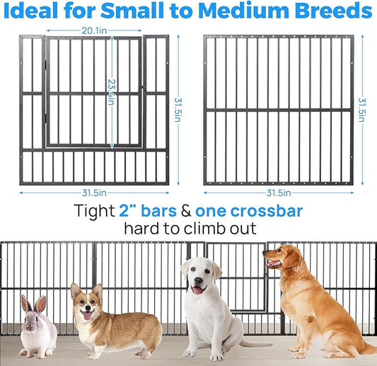Dog Playpen - 32" Height Dog Pen, Heavy Duty Puppy Pen with Door, Safe & Sturdy, Easy Assemble for Indoor/Outdoor Pet Playpen
