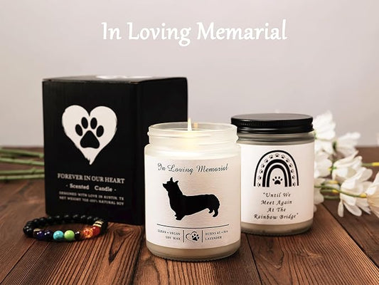 Soy Wax Scented Dog Memorial Candle, Loss of Dog Gift Candle, Dog Sympathy Candle, Dog Memorial Gifts for Loss of Dog, Thoughtful Sympathy, Remembrance - 7 Ounces (Corgi)