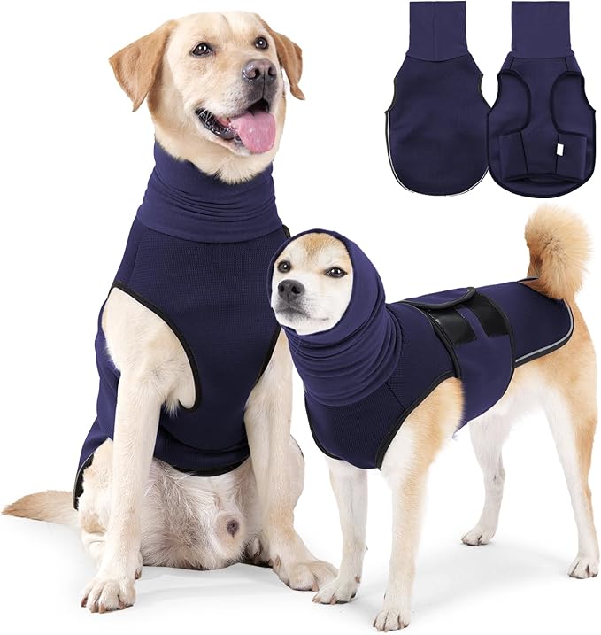 ROZKITCH Breathable Dog Calming Jacket, Anti-Anxiety Pet Vest for Storms, Fireworks, Travel & Separation, Adjustable Comfort Wrap NavyBlue XS