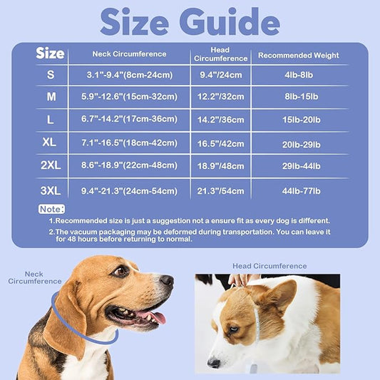 IDOMIK Dog Recovery Collar, Waterproof Soft Dog Cone After Surgery, Comfy Protective Elizabethan Collar Alternative for Dogs Cats, Adjustable Pet Neck Donut Cone Anti-Licking Biting Wounds,Blue,L