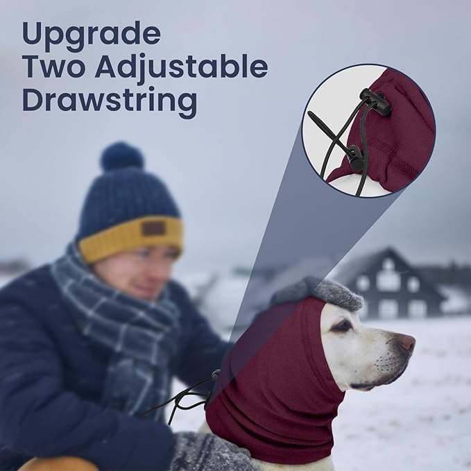 Nanaki Calming Hoodie Dog Ear Cover Dull Red,S -Soft No Shake Dog Ear Wrap Hematoma, Adjustable Head Protection for Fireworks Grooming, Anxiety Relief, Thunderstorm, Bathing Noise Protection