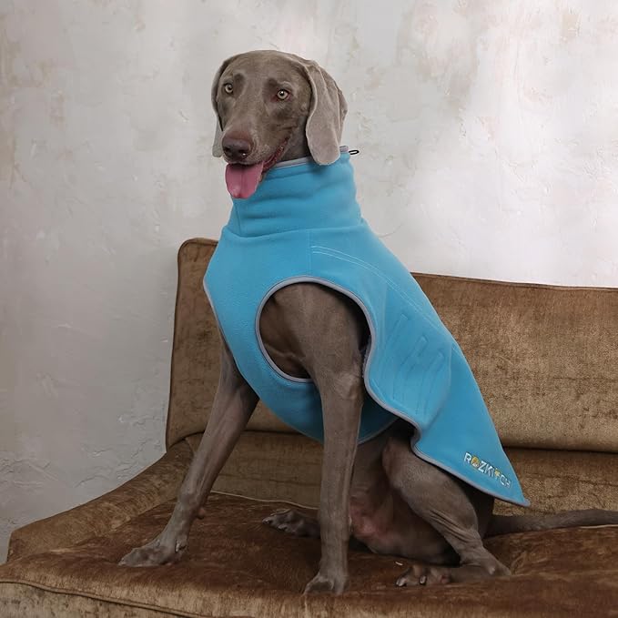 ROZKITCH Warm Dog Sweater Coat Jacket, Thickened Thermal Sherpa Sweaters, Reversible Fleece Vest Pet Clothes with 2 Sides for Cold Weather Winter for Giant Breeds Bluegreen 5XL