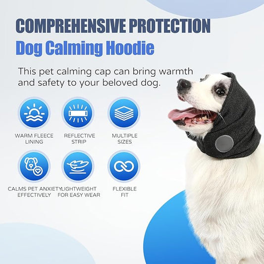 Dog Calming Hoodie, Reducing Noise Wrap Ear Muffs Noise Protection Dog Head Warp