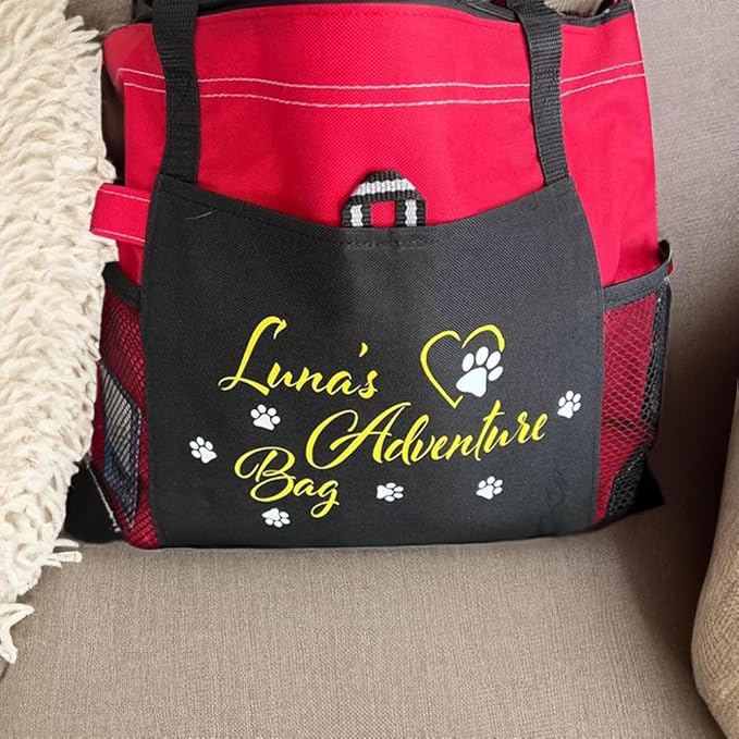 Custom Dog Tote Bag Canvas Mesh Personalized Name Dog Paw Print Tote Bag Doggie Things Pet Birthday Gifts For Women Mom