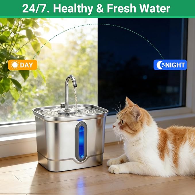 12+12 Pack Cat Water Fountain Filters Replacement for SEIRMEP 101oz/3L Stainless Steel Cat Water Fountain, Includes 12 Filters & 12 Sponges