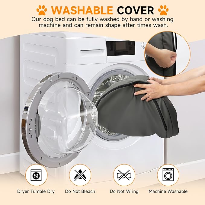 Waterproof Oval Dog Beds for M Washable Dog Sofa Pet Bed with Removable Cover & Non-Slip Bottom