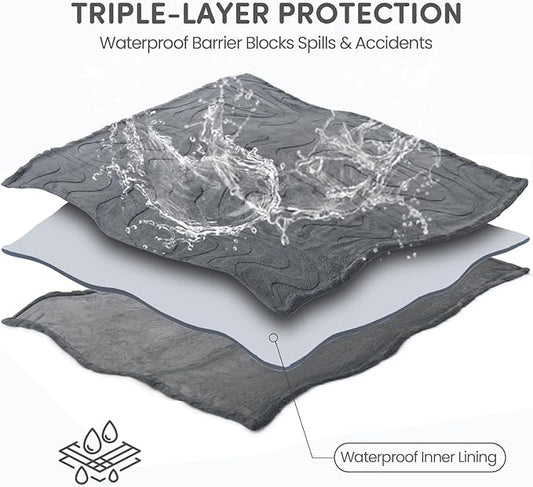 Waterproof Dog Blanket for Small Dog – Double Sided Washable Cat Puppy Blanket, Soft, Warm, Pet Throw Essentials, Grey M(40×28)"