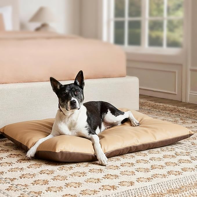 Dog Comfort Bed Mat Pet 2-Side 2-Tone Tech Fabric Bed Suitable for All Seasons, Comfortable Dog Pad for X-Large Dogs (Dark&Light Brown)
