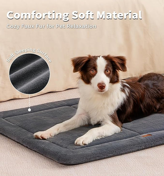 MADE 4 PETS Dog Crate Pad Bed for Small Dogs, Washable & Reversible, Anti-Slip Kennel Mat for Cozy Sleeping, Soft Fluffy Dog Bed for Indoor & Outdoor Use, 24"x18", Dark Gray