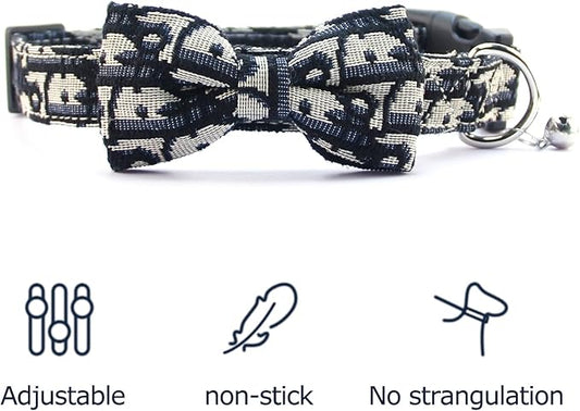 Bowtie Collars for Big Dogs, Elegant Dog Bow Tie Collars, Dog Collars with Bowtie Adjustable 15.7"-20.9", Black, L
