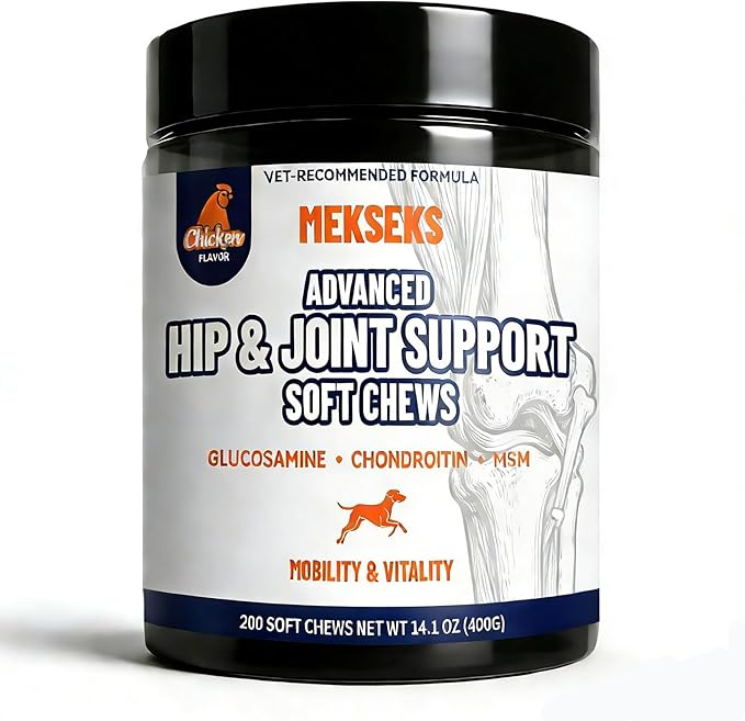 Advanced Dog Hip & Joint Supplement - 200 Soft Chews with Glucosamine for Dogs, Chondroitin, MSM, Turmeric & Green Lipped Mussel | Supports Mobility, Comfort & Cartilage Repair for Senior & All Breeds