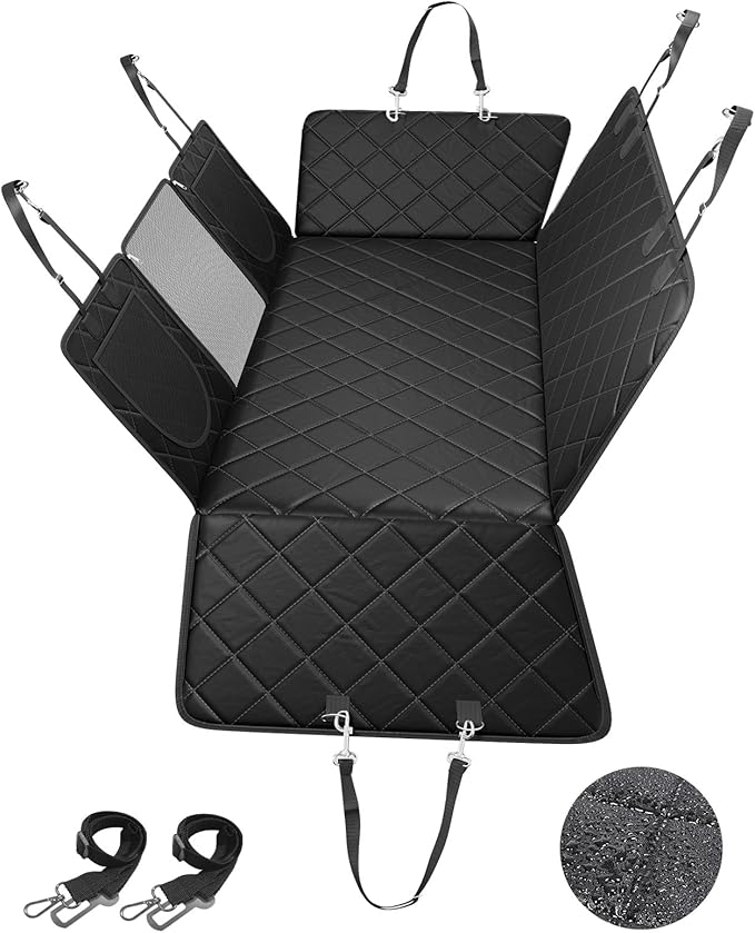 Dog Car Seat Cover for Back Seat Hard Bottom, 600D Waterproof Back Seat Extender, Durable Anti-scratch Nonslip Pet Dog Hammock for Car SUV Truck Travel