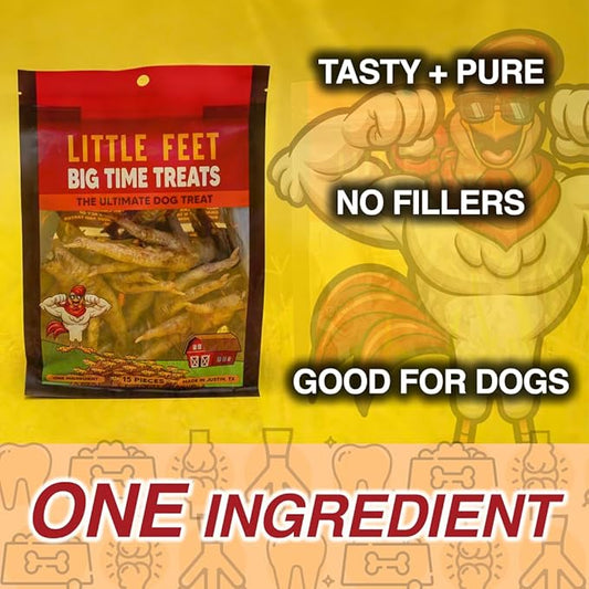 Chicken Feet Dog Treats - Single Bag - 15 Pieces - 100% Sourced and Made in USA