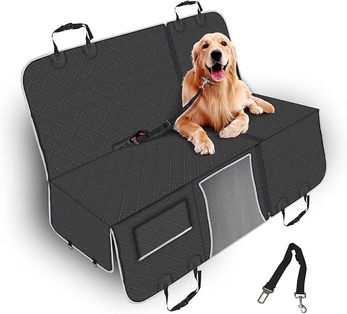 PetJoy Dog Car Seat Cover โ 600D Heavy Duty Waterproof & Scratch-Resistant, Non-Slip Rear Seat Protector for Dogs, Fits SUVs, Trucks, Cars