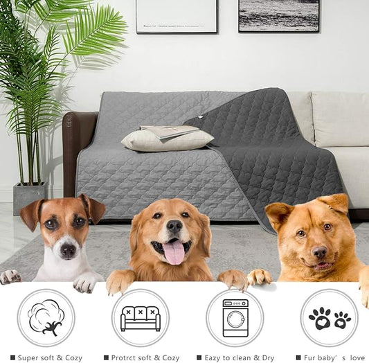 SPXTEX Dog Bed Cover Washable Pee Pads Dog Blankets for Puppy Large Dog Cat,Sofa Reversible Changing Pad Reusable 1 Piece(82"x82",Dark Grey+Grey)