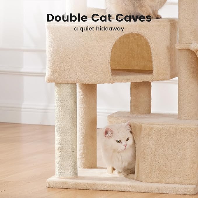Gardner Pet 41" Tall Cat Tree for Medium-Large Cats, Heavy Duty Cat Tower with 2.8in Posts & Washable Top Perches, Space-Saving Cat Furniture for Apartments, Easy to Assembly