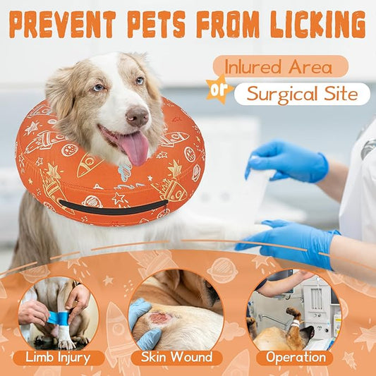 Inflatable Dog Cone Collar for After Surgery, Dog Donut Collar After Surgery, Soft Pet Cone for Small Medium Large Dogs to Stop Licking