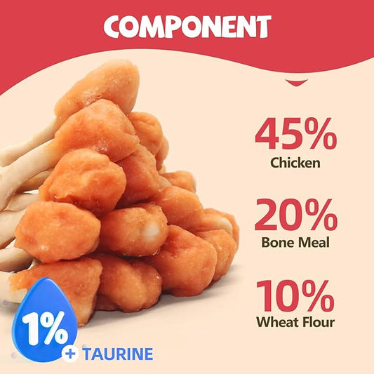 Dog Treats Chicken-Wrapped Calcium Bone Chew, Rich in Taurine, Suitable for Small, Medium, Large Dogs. Clean Teeth Freshen Breath. Use Training Reward Each Pack Contains 10.58 Ounces.