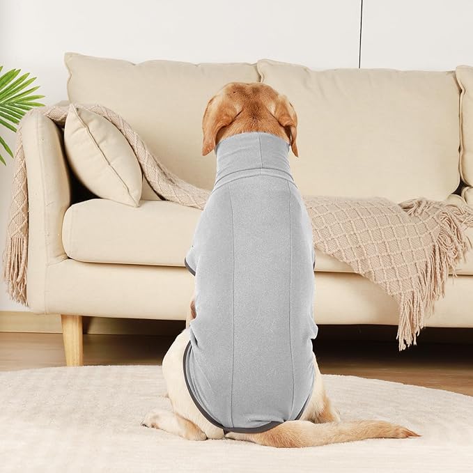 ROZKITCH Dog Winter Coat Soft Pullover Pajamas, Pet Windproof Warm Cold Weather Jacket Vest Cozy Jumpsuit Apparel Outfit Clothes for Walking Sleep Grey L