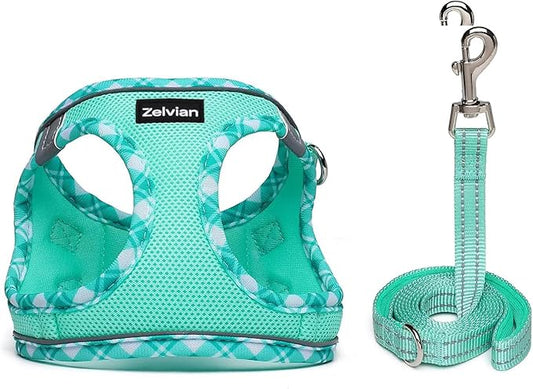 Cat Harness and Leash Set for Walking, Escape Proof Adjustable Soft Mesh Kitten Harness with Reflective Strips, Breathable No-Choke Pet Vest for Small Cats or Puppies(Green,XXS)