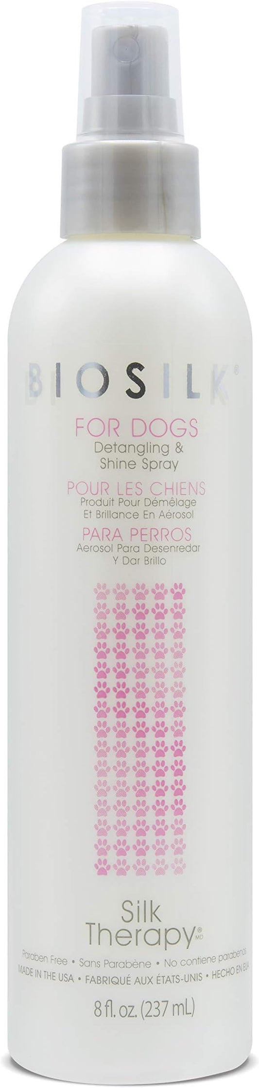 BioSilk for Dogs Silk Therapy Detangling Plus Shine Protecting Mist for Dogs | Best Detangling Spray for All Dogs & Puppies for Shiny Coats and Dematting | 8 Oz - Pack of 2,white