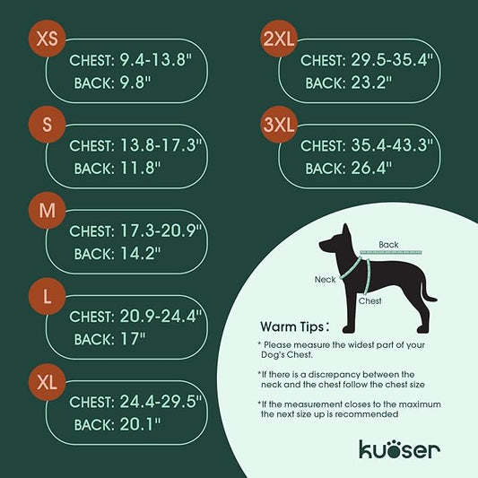Kuoser Reversible Winter Coat, British Style Jacket for Small Dogs, Warm Windproof Puppy Cold Weather Clothes Vest, Green XS