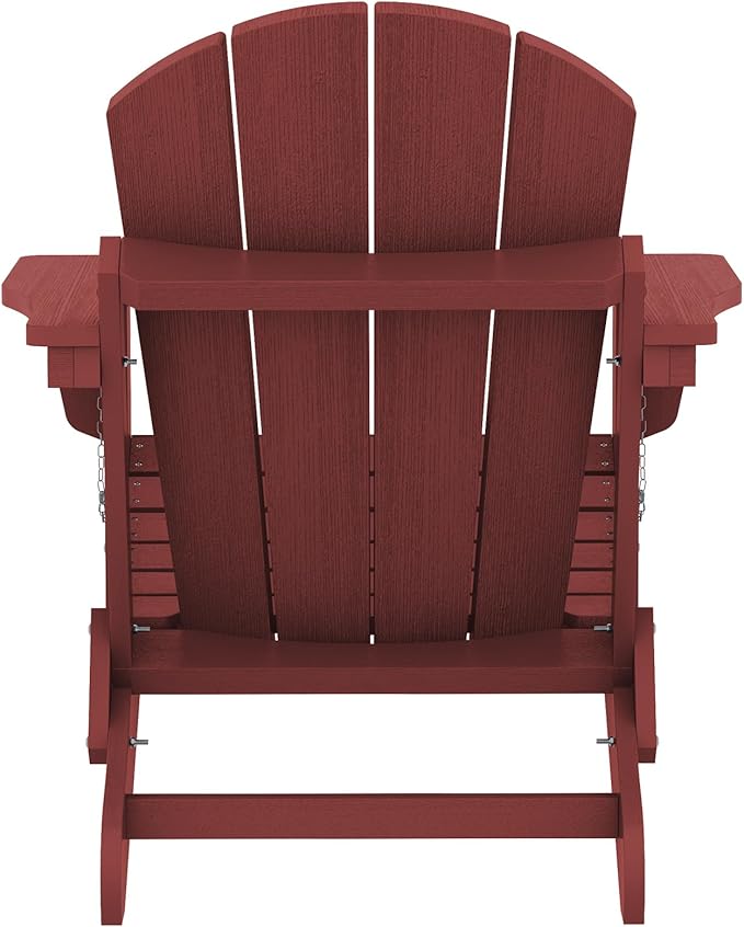 SERWALL Folding Adirondack Chair Set of 8 Weather Resistant for Patio -Red
