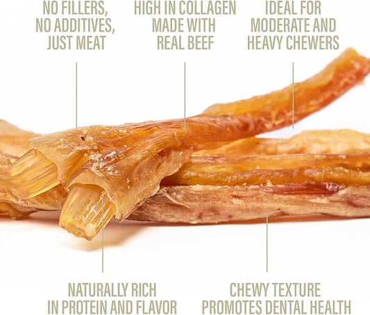 Chewer's Joy Beef Tendons 5–6" (4oz) – Natural Dog Treats – Single Ingredient Long-Lasting Chews, High Protein