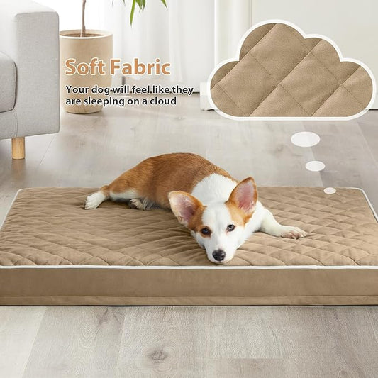 WNPETHOME Orthopedic Big Dog Beds Large Sized Dog, Waterproof Extra Large Dogs Bed with Removable Washable Cover, Multi-Needle Quilting Dogs Crate Bed