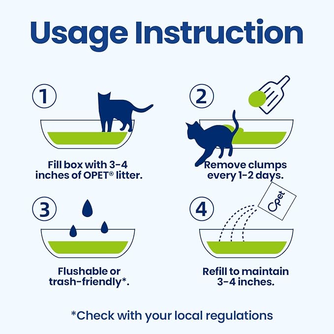 OPET Tapioca Cat Litter, Natural Corn & Cassava Sustainable Ingredients, Quick and Strong Clumping, Flushable, Superior Odor Control, 99.9% Dust Free Kitty Litter 16LB