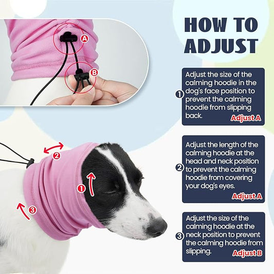 Nanaki Dog Calming Hoodie,3rd Gen Anti-Slip Hematomas Ear Wraps for Dogs Ear Covers,Adjustable Doggy Head Muffs Noise Protection,Fireworks Ear Protector Pet Grooming Ear Cover Pet Head Wrap Snood