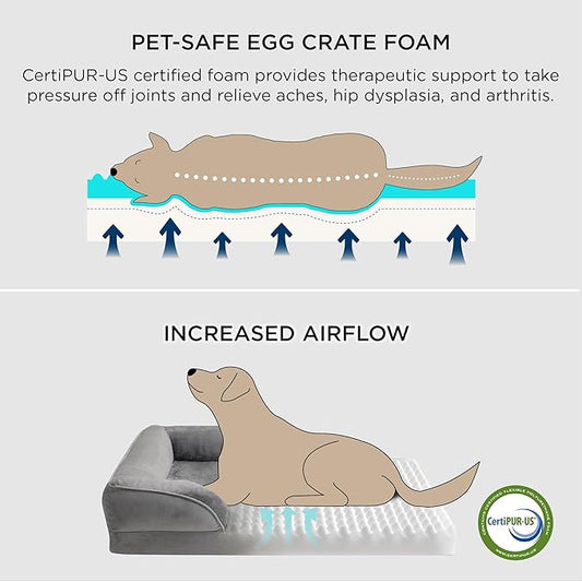 Bedsure Orthopedic Dog Bed Medium Size Dogs - Washable Medium Dog Cat Bed Waterproof, Comfort Pet Couch Sofa with Washable Removable Cover, Pets Bed with Nonskid Bottom, Moss Green, 28"