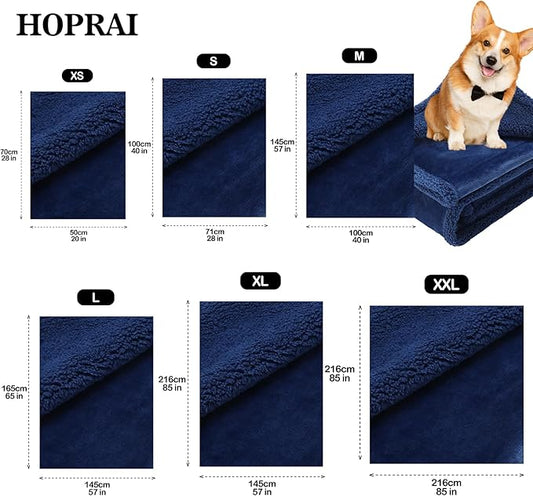 Dog Blanket, Waterproof Reversible Sherpa Fleece Throw Blanket, Furniture Cover for Bed, Couch, Sofa Protection from Liquid Pee and Pet Fur of Puppy, Cat (Navy Blue S28*39inches)