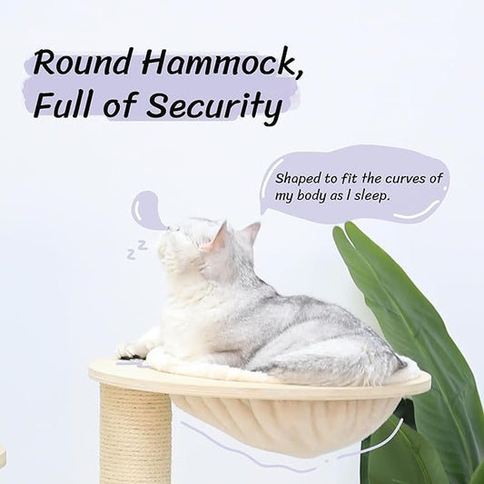 KAMABOKO 67” Tall Cat Tree, Extra Large Cat Tree - 8 Levels Wood Cat Tower Chewable w/Cat Condo, Hammocks & Hanging Basket for Large Cats