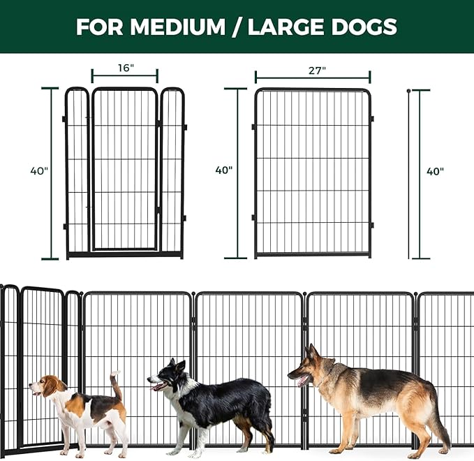 FXW Dog Gate Extra Wide Designed for Indoor Use, Adjustable Width Up to 55-inch Wide (40" H 2 Wire Panels for Medium and Large Dogs), Black