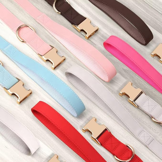 PET ARTIST Soft PU Leather Dog Collar and Leash Set, Bright & Stylish 5FT PU Leather Leash and Collar Set, Durable Pet Collars with Quick Release Metal Buckle for Large Dogs,Blue,L(16-27")