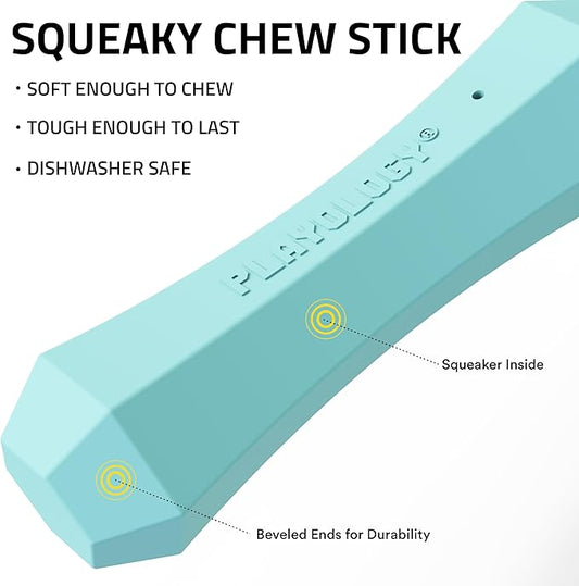 Playology Dog Toys | Durable Squeaky Chew Stick for Dogs (Value 2-Pack) | Medium Peanut Butter Scented Toy - Easy to Clean and Made from Non Toxic Materials