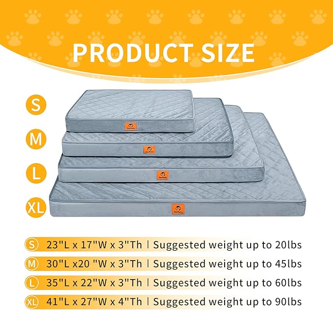 Orthopedic Dog Bed for Medium and Large Sized Dogs - Egg Crate Foam, Machine Washable & Waterproof & Non-Slip Bottom, Ideal Dog Beds for Crate and Indoor Use, 35x22 Inch, Pale Blue Gray